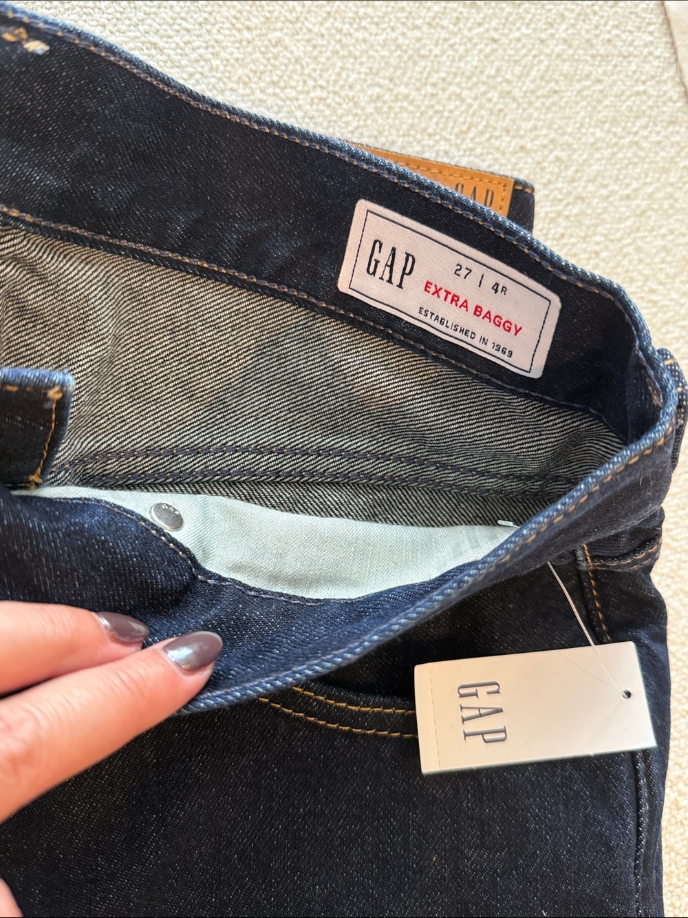 NWT Hailey Bieber x GAP - The Hailey Extra Baggy Jeans - Midnight Indigo Size 27 - Picture 7 of 9
